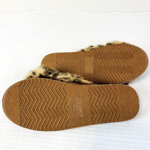 Corkys Leopard Faux Fur Scruff Slumber Slippers Size 9 - Picture 5 of 6